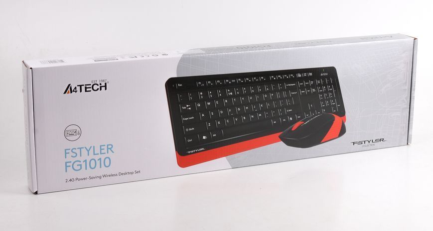 A4Tech Fstyler FG1010, комплект беспроводной клавиатуры с мышью, черный+оранжевый цвет FG1010 (Orange) 1604215 фото