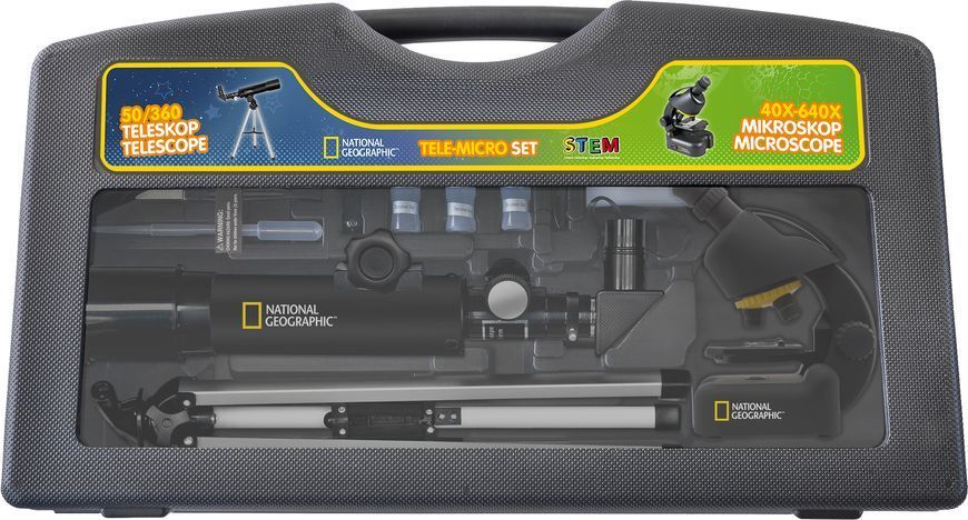 Мікроскоп National Geographic Junior 40x-640x + Телескоп 50/360 з кейсом (9118200) 926260 фото
