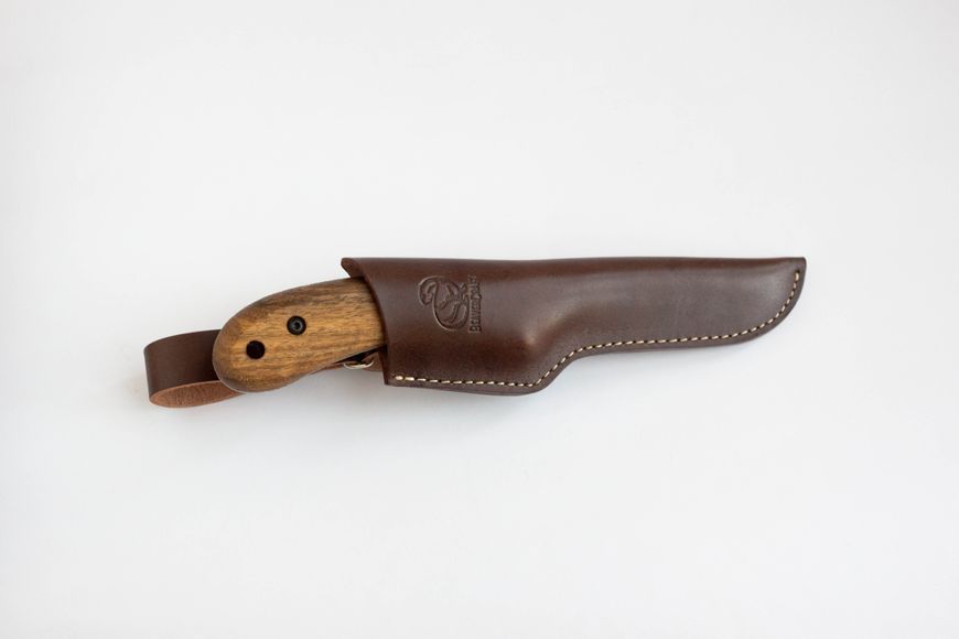 Ніж Beaver Craft Bushcraft із вуглецевої сталі з Горіховою ручкою зі шкіряною оболонкою BSH 2 4009235 фото