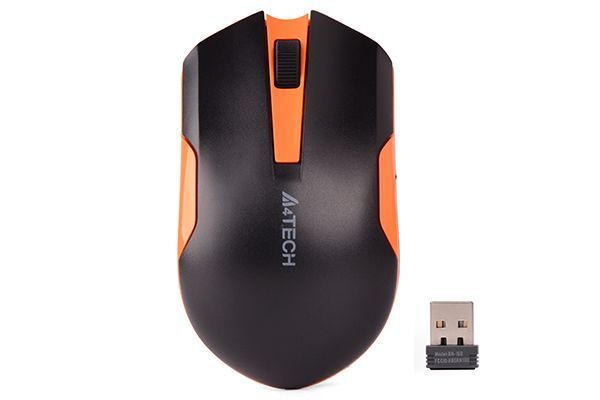 Мышь A4Tech G3-200N USB V-Track, беспроводная, 1000dpi, черная+оранжевый G3-200N (Black+Orange) 1603678 фото