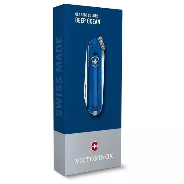 Швейцарський ніж Victorinox Classic 58 мм 7 функцій Синій напівпрозорий (0.6223.T2G) V77552857 фото