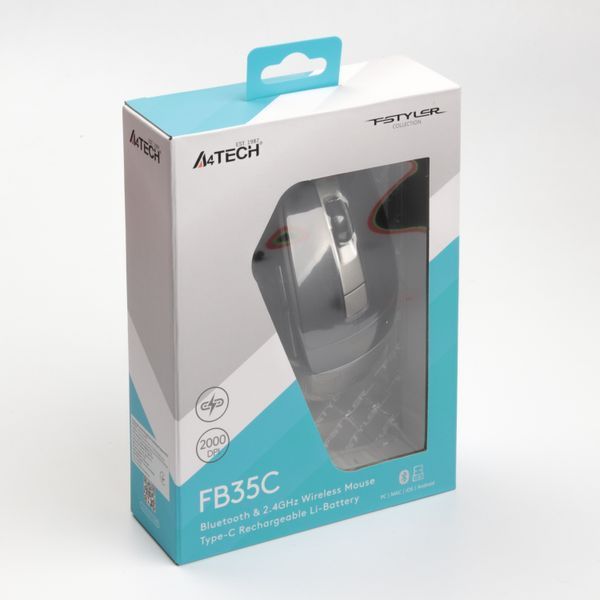 Миша бездротова A4Tech Fstyler FB35C (Smoky Grey), BT, USB, колір димчасто-сірий FB35C (Smoky Grey) 1605224 фото