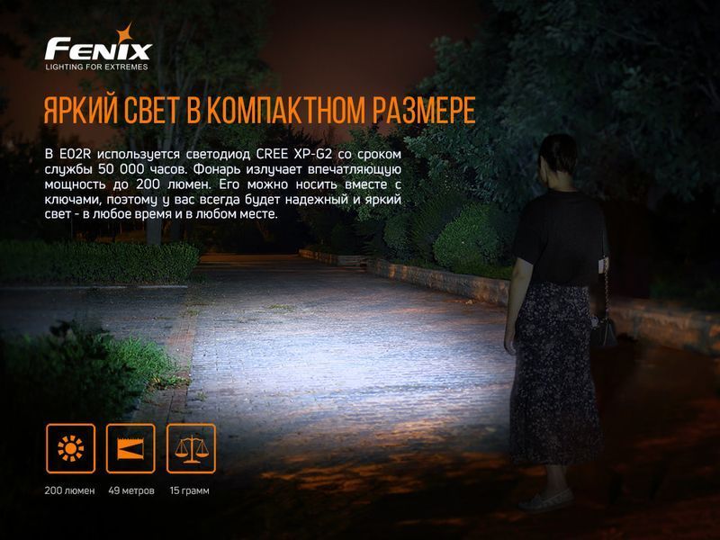 Фонарь ручной Fenix ​​E02R Синий 75928 фото