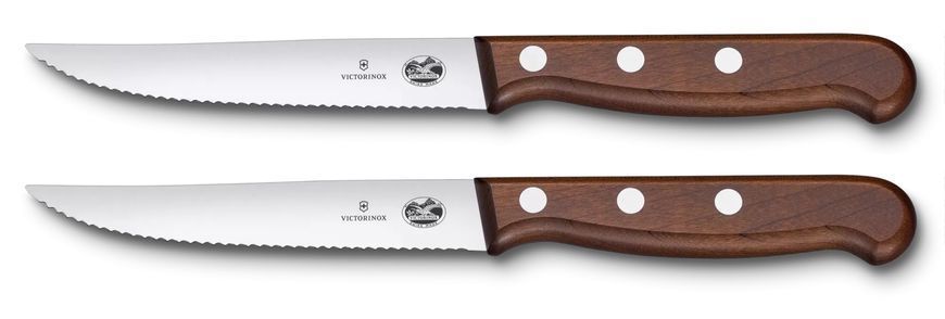 Набор из 2-х кухонных ножей для стейка. Victorinox Wood Steak Set Серрейтор подарочная коробка 5.1230.12G V77554318 фото