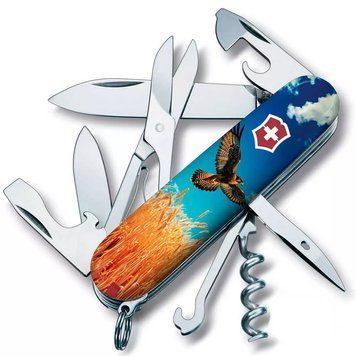 Швейцарський ніж Victorinox Climber Ukraine 91 мм 15 функцій Вільний Сокіл (1.3703.7_T3230pw) V77552762 фото