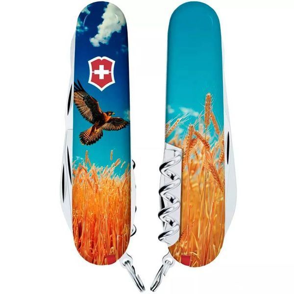 Швейцарський ніж Victorinox Climber Ukraine 91 мм 15 функцій Вільний Сокіл (1.3703.7_T3230pw) V77552762 фото