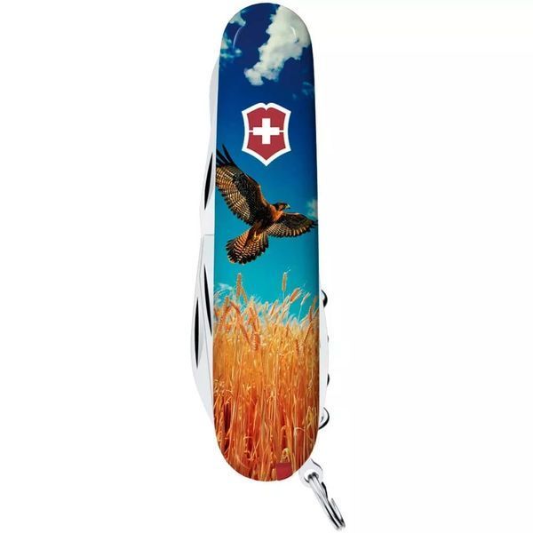 Швейцарський ніж Victorinox Climber Ukraine 91 мм 15 функцій Вільний Сокіл (1.3703.7_T3230pw) V77552762 фото