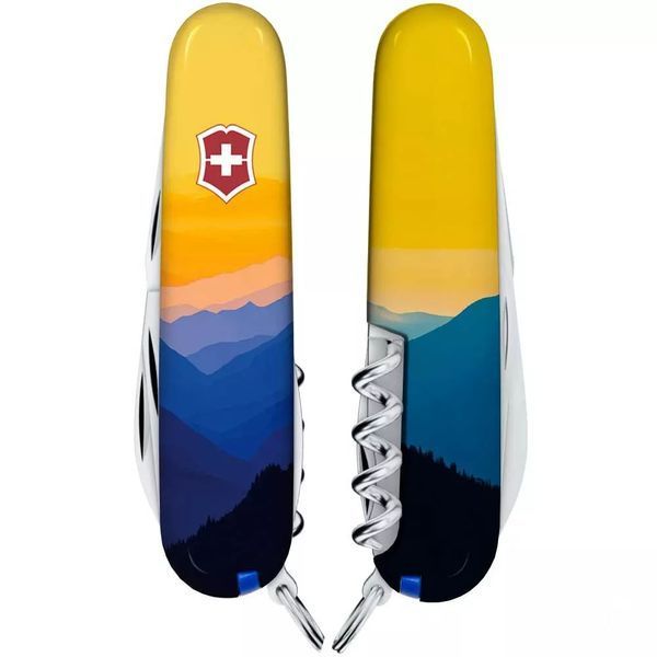 Швейцарський ніж Victorinox Camper Ukraine 91 мм 14 функцій Гірський пейзаж (1.3613.7_T3190pw) V77552752 фото