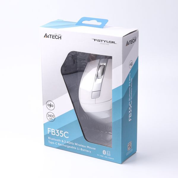 Миша бездротова A4Tech Fstyler FB35C (Icy White), USB, колір крижано-білий FB35C (Icy White) 1605225 фото