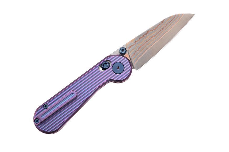 Ніж-антистрес Hightron EdgePlay дамаск з міддю Титан TC4 HT01PURP 4009322 фото