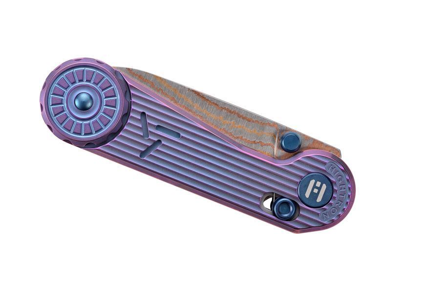 Ніж-антистрес Hightron EdgePlay дамаск з міддю Титан TC4 HT01PURP 4009322 фото