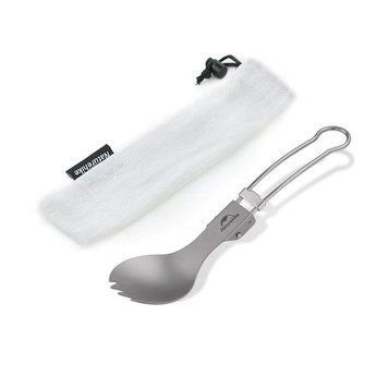 Ложка складана&nbsp;з титану Naturehike Titanium NH19C001-J сіра з мішечком 77982 фото
