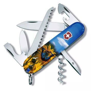 Швейцарський ніж Victorinox Camper Ukraine 91 мм 14 функцій Соняшники та метелик (1.3613.7_T3200pw) V77552753 фото