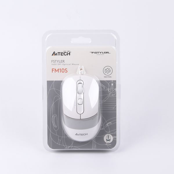 Миша A4Tech Fstyler FM10S (White), безшумна, USB, колір білий FM10S (White) 1604564 фото