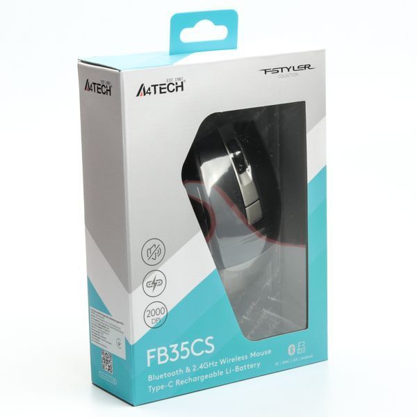 Мышь беспроводная A4Tech Fstyler FB35CS (Smoky Grey), BT, USB, цвет дымчато-серый FB35CS (Smoky Grey) 1605855 фото