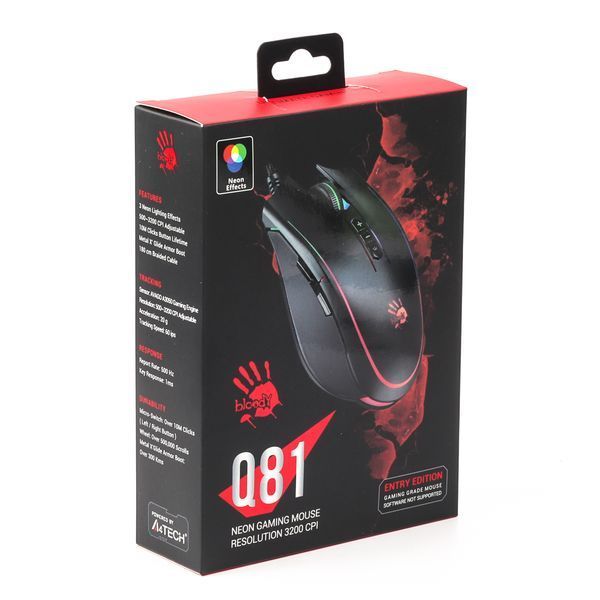 Миша ігрова A4-Tech Bloody Q81, чорна, з підсвічуванням Curve, USB Q81 Bloody Curve 1604410 фото