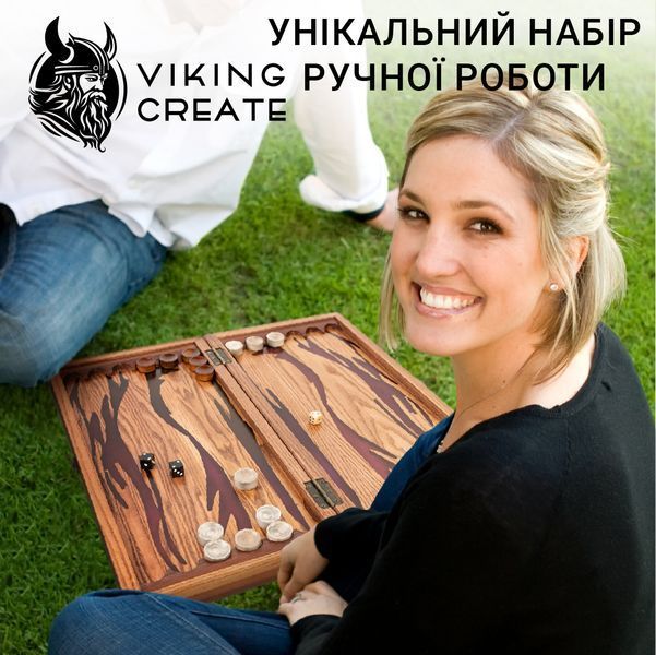 Нарди з натурального дерева ясеня та епоксидної смоли 50*50 см "Зебра" VC100167 фото