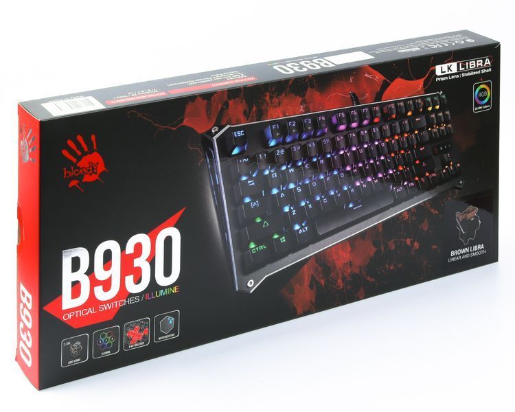 Механічна клавіатура A4Tech Bloody B930, чорна, RGB підсвічування клавіш,турнірний формат, USB B930 RGB Bloody (Black) 1603680 фото