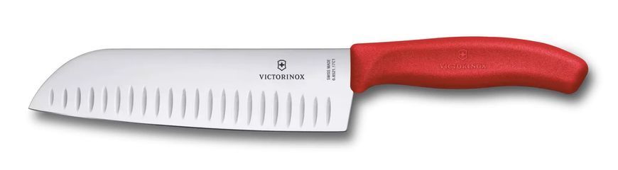 Кухонный нож Victorinox SwissClassic Santoku лезвие прямое с воздушными карманами, Красный, блистер 6.8521.17C1B V77554452 фото