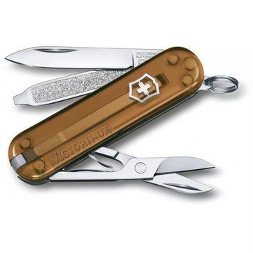 Швейцарський ніж Victorinox Classic 58 мм 7 функцій Коричневий напівпрозорий (0.6223.T55G) V77552853 фото