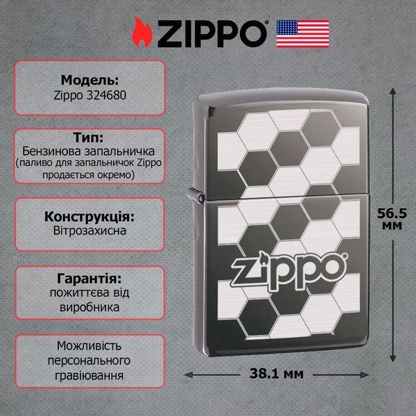 Зажигалка Zippo HONEYCOMB BLACK ICE 324680 V77553892 фото