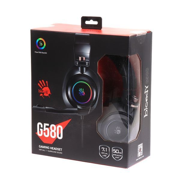 Гарнитура игровая Bloody G580 с подсветкой, USB G580 Bloody (Black) 1604865 фото