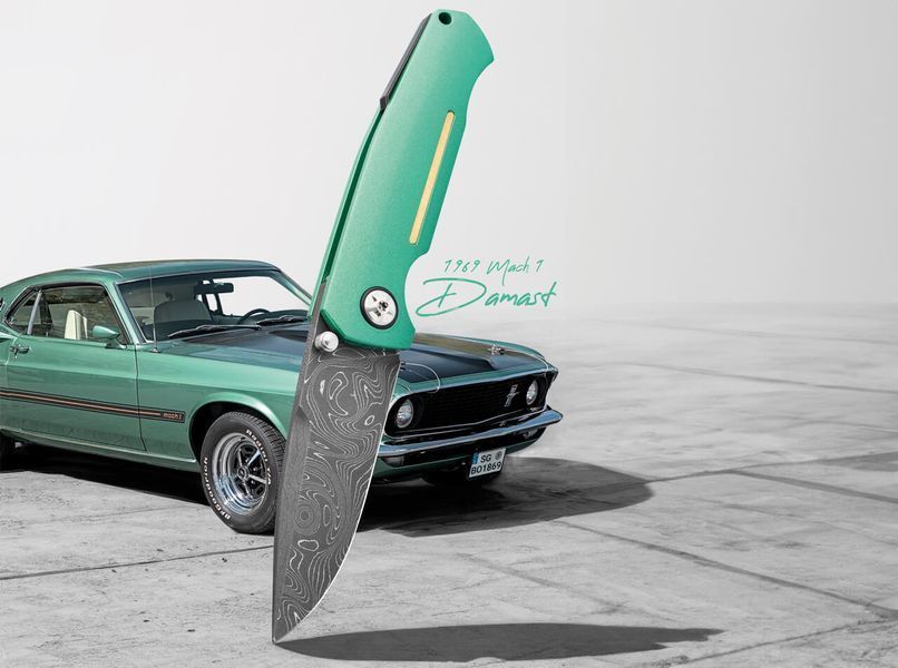 Нож Boker 1969 Mach-1 Damast Aluminium Green 111102DAM 23731207 фото