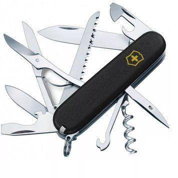 Швейцарський ніж Victorinox Huntsman Mat Чорний матовий лак з жовтим лого (1.3713.3_M0008p) V77552788 фото