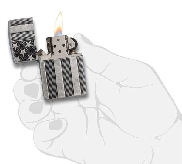 Зажигалка Zippo 28973 U.S. Flag Armor Antq Slvr Plate 28974 ZP77890007 фото