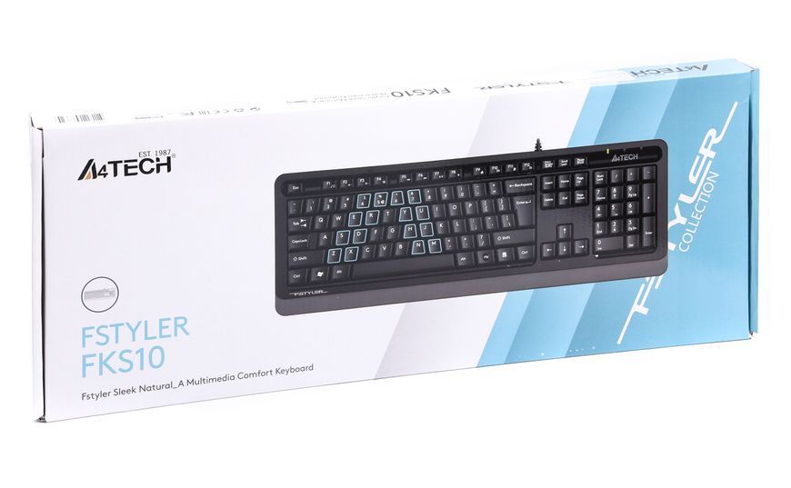 Клавіатура A4Tech Fstyler FKS10 (Grey), USB, колір чорний+ сірий FKS10 (Grey) 1605228 фото