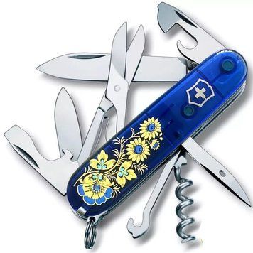 Швейцарський ніж Victorinox Climber Ukraine Синій Квіти 1.3703.T2_T1050u V77554178 фото