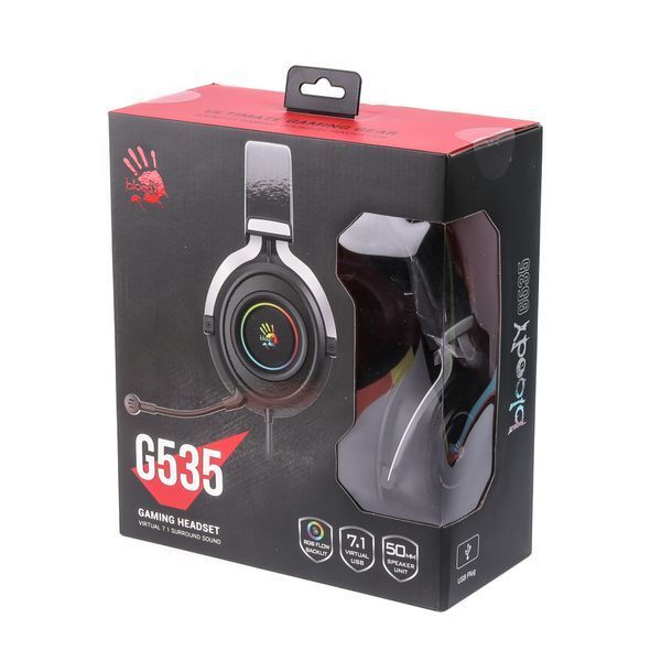 Гарнітура ігрова Bloody G535 з підсвічуванням, USB G535 Bloody (Black+Silver) 1605416 фото