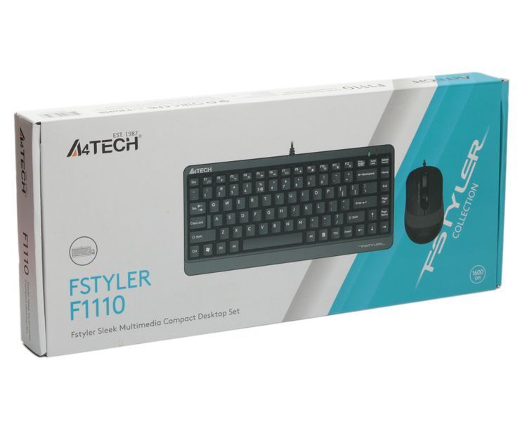 A4Tech Fstyler F1110, комплект дротовий клавіатура з мишою, USB, сірий колір F1110 (Grey) 1606185 фото