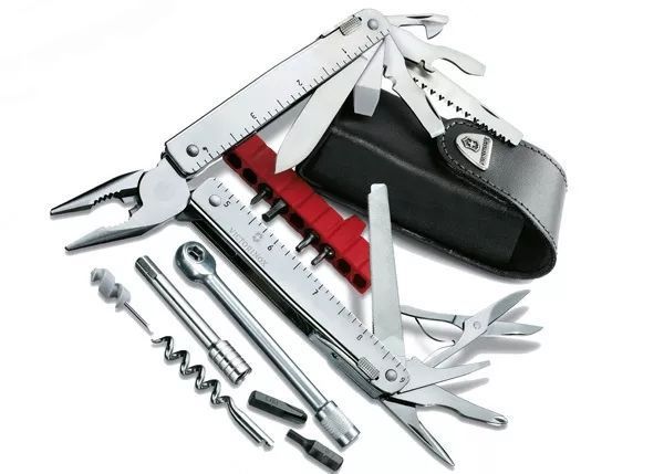 Мультитул Victorinox SwissTool X Plus Ratchet 3.0339.L с кожаным чехлом 38 функций с набором бит, ключом-трещоткой V77554242 фото