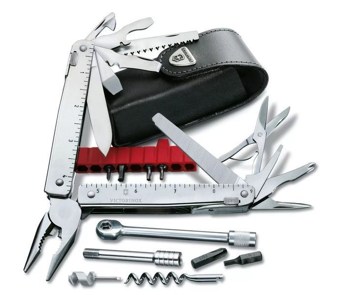Мультитул Victorinox SwissTool X Plus Ratchet 3.0339.L с кожаным чехлом 38 функций с набором бит, ключом-трещоткой V77554242 фото