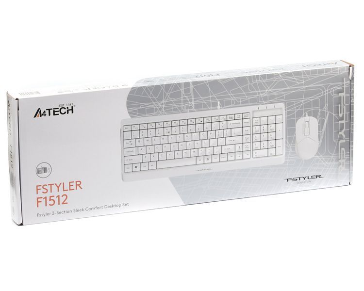 A4Tech Fstyler F1512 , комплект дротовий клавіатура з мишою, USB, білий колір F1512 (White) 1604978 фото