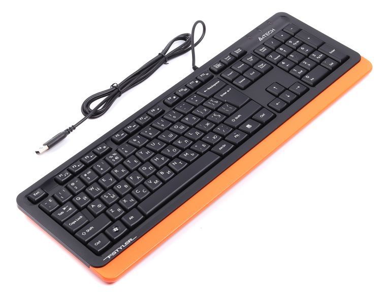 Клавіатура A4Tech Fstyler FKS10 (Grey), USB, колір чорний+ помаранчевий FKS10 (Orange) 1605229 фото