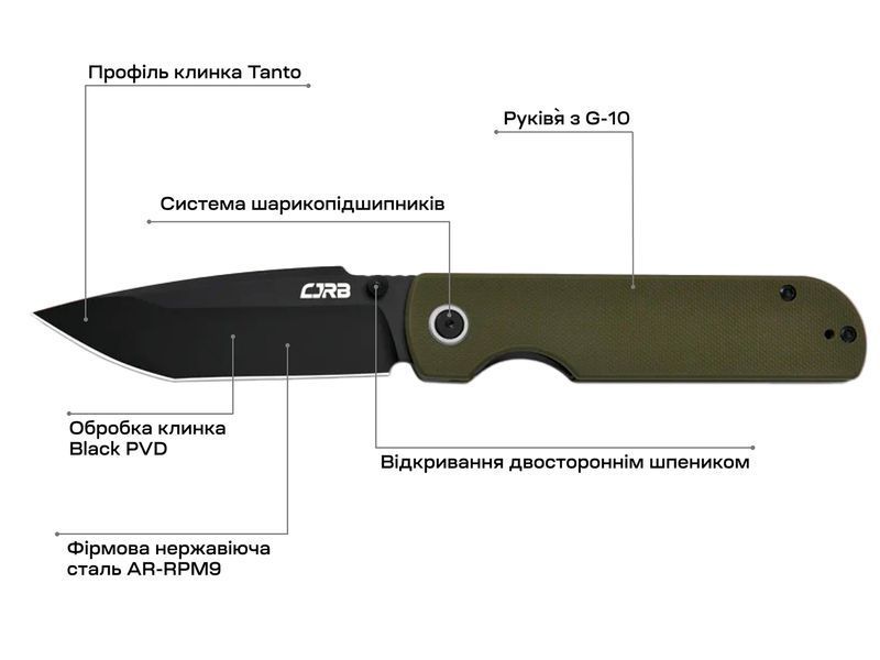Нож CJRB Nova Green PVD J1937-BGN 27980421 фото
