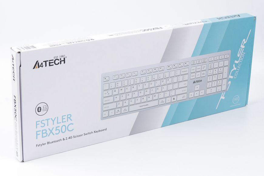 Клавіатура A4-Tech Fstyler FBX50C бездротовa, колір білий FBX50C (White) 1605858 фото
