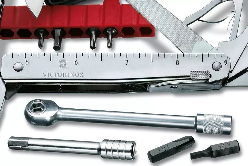 Мультитул Victorinox SwissTool X Plus Ratchet 3.0339.L с кожаным чехлом 38 функций с набором бит, ключом-трещоткой V77554242 фото
