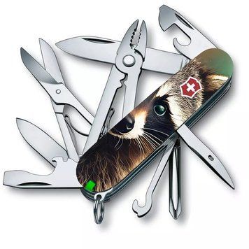 Швейцарський ніж Victorinox Deluxe Tinker Animal 91 мм 18 функцій Єнот (1.4723.3_F1120pw) V77552772 фото