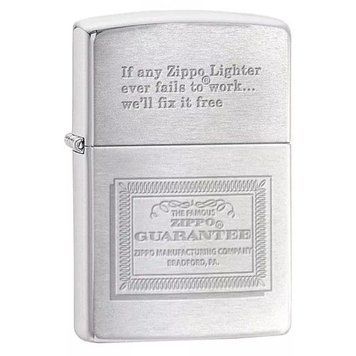 Зажигалка Zippo Guarantee Серебристая 324555 V77550510 фото