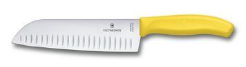 Нож кухонный Victorinox SwissClassic Santok Fluted 17 см Желтый блистер 6.8526.17L8B 4000491 фото