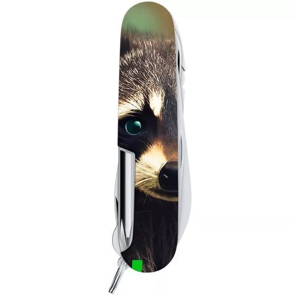 Швейцарський ніж Victorinox Deluxe Tinker Animal 91 мм 18 функцій Єнот (1.4723.3_F1120pw) V77552772 фото