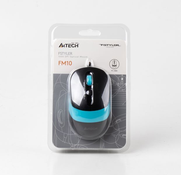 Мышь A4Tech Fstyler FM10 (Blue), USB, цвет черный+голубой FM10 (Blue) 1604043 фото