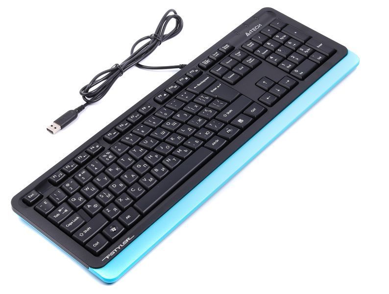 Клавіатура A4Tech Fstyler FKS10 (Blue), USB, колір чорний+ синій FKS10 (Blue) 1605230 фото