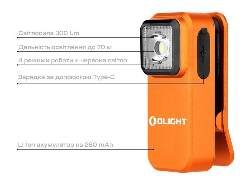 Фонарь Olight Oclip Orange 0.0000.0941 23704498 фото