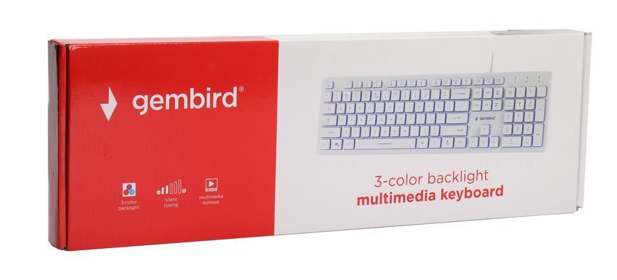 Клавиатура Gembird KB-UML3-01-W-RU, 3-х цветная подсветка клавиш, белый цвет, RU KB-UML3-01-W-RU 1603696 фото