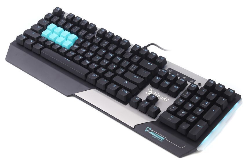 Ігрова клавіатура A4Tech Bloody B865 LIGHT STRIKE, чорна з блакитними та сірими вставками, блакитні перемикачи, підсвічування клавіш, USB B865 Bloody (Gun Grey) LK Blue 1605118 фото