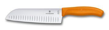 Нож кухонный Victorinox SwissClassic Santok Fluted 17 см Оранжевый блистер 6.8526.17L9B 4000492 фото